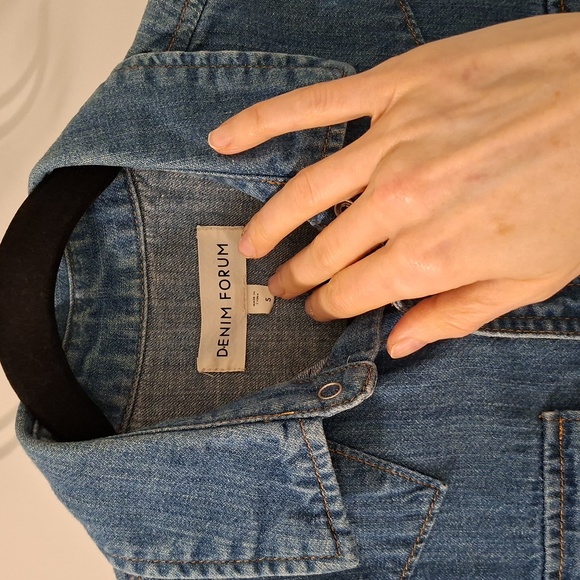 Denim Forum/Aritizia Women's Blue Western Denim Button-Up Shirt (Size S) - Picture 3 of 7